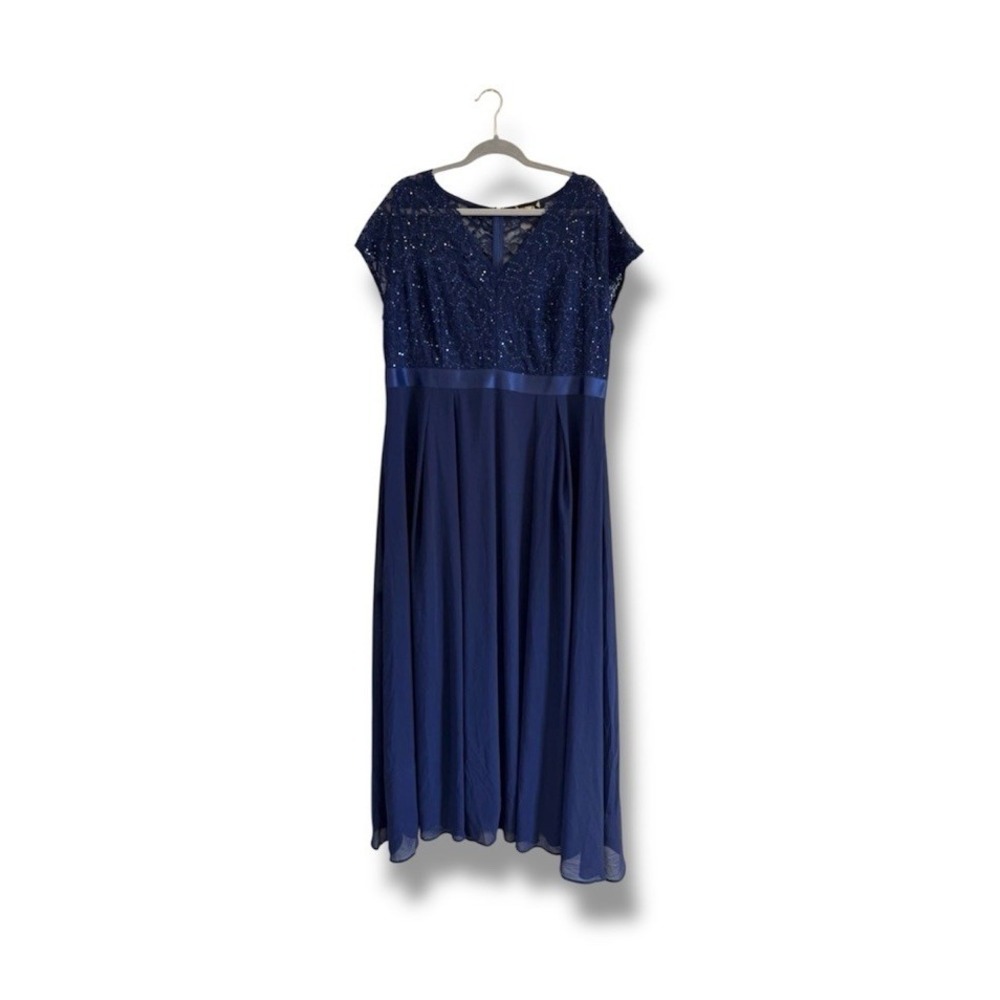 MISSMAY Women's 3XL Navy Blue Sequin Wedding Formal Long Dress Mother Of Bride